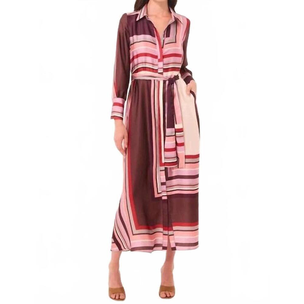 NEW MISA LOS ANGELES herminia midi dress in chocolate geo stripe - Picture 5 of 8